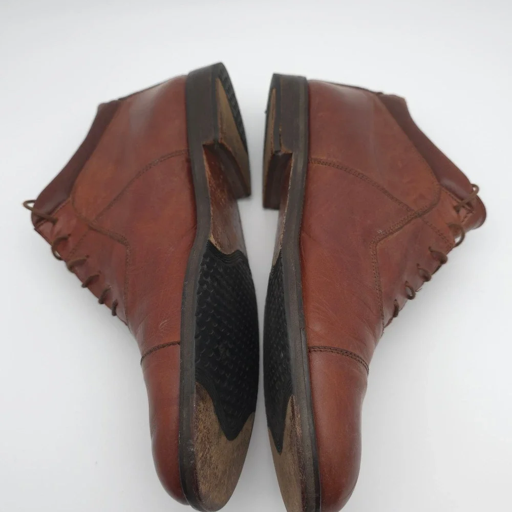 Johnston & Murphy Chukka Boots Mens 9.5 Leather Brown Cap Toe Made in Italy Work